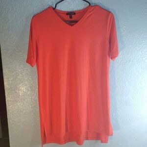 Eileen Fisher Coral V Neck Tunic Short Sleeve Top PP